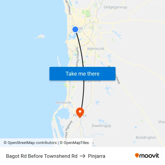 Bagot Rd Before Townshend Rd to Pinjarra map