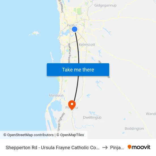 Shepperton Rd - Ursula Frayne Catholic Coll Sen to Pinjarra map