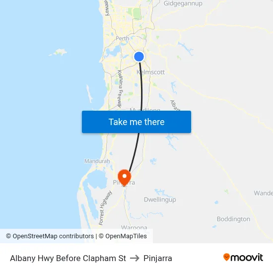 Albany Hwy Before Clapham St to Pinjarra map