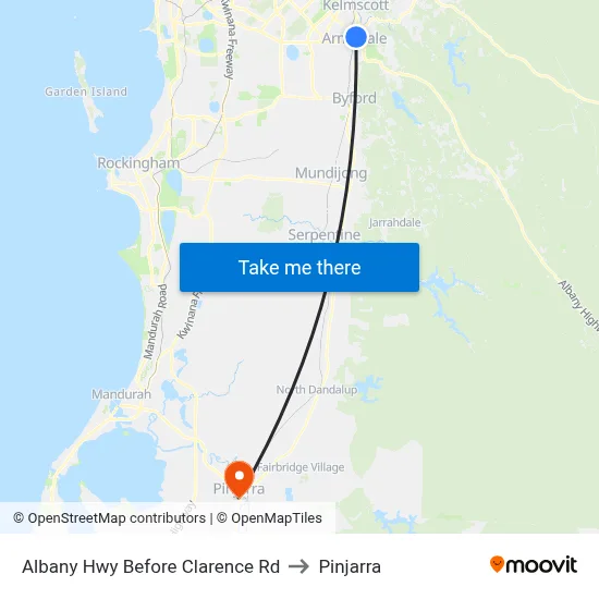 Albany Hwy Before Clarence Rd to Pinjarra map