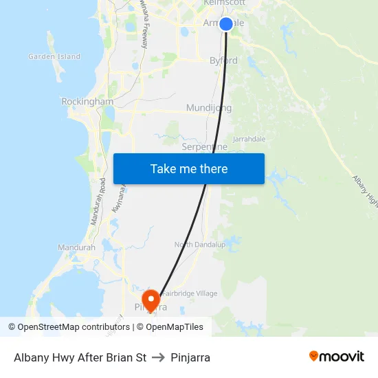 Albany Hwy After Brian St to Pinjarra map