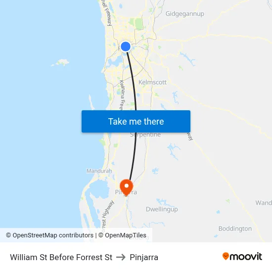 William St Before Forrest St to Pinjarra map