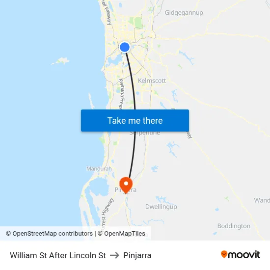William St After Lincoln St to Pinjarra map