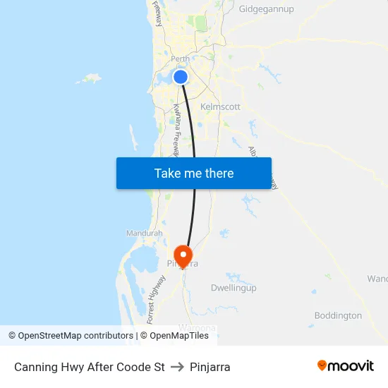 Canning Hwy After Coode St to Pinjarra map