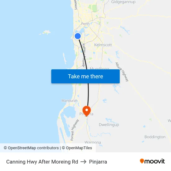 Canning Hwy After Moreing Rd to Pinjarra map