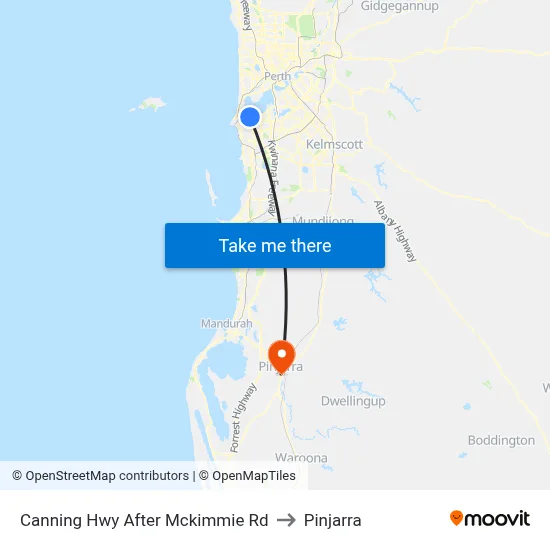 Canning Hwy After Mckimmie Rd to Pinjarra map