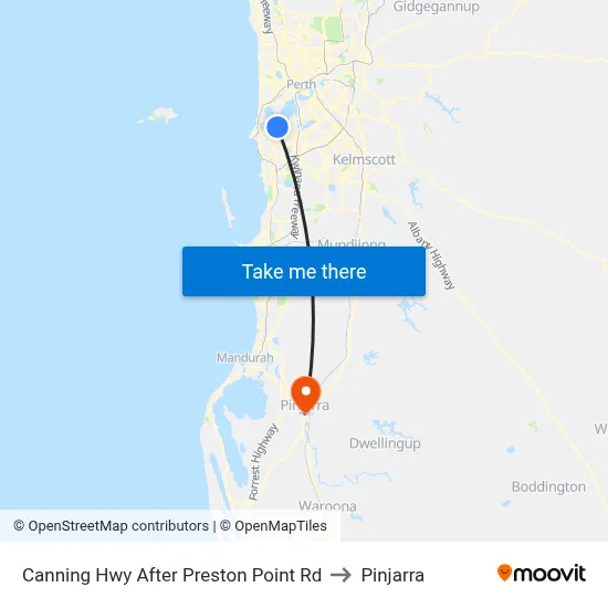 Canning Hwy After Preston Point Rd to Pinjarra map