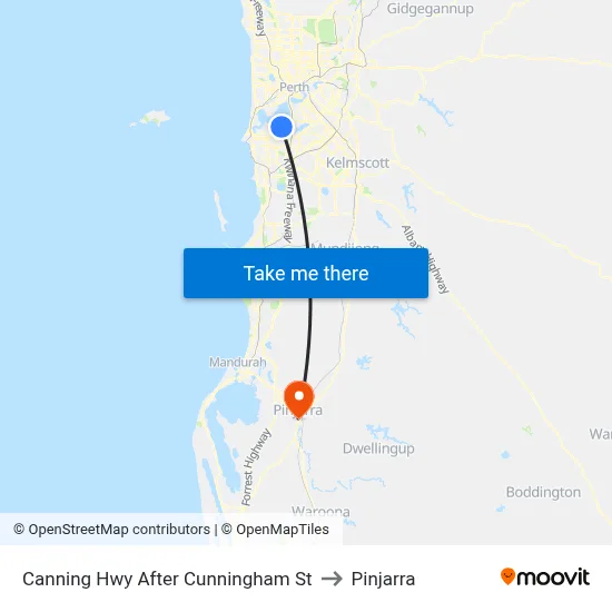 Canning Hwy After Cunningham St to Pinjarra map