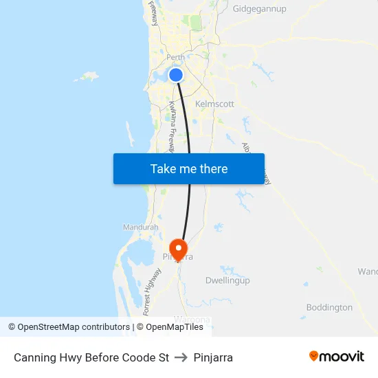 Canning Hwy Before Coode St to Pinjarra map