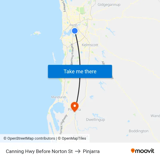 Canning Hwy Before Norton St to Pinjarra map