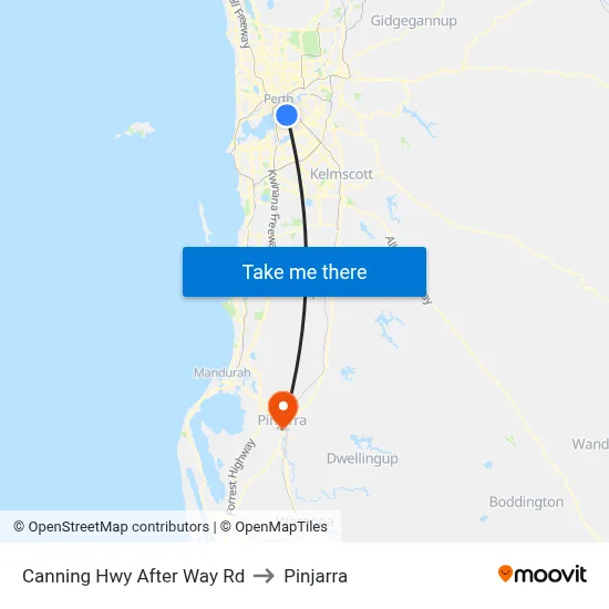 Canning Hwy After Way Rd to Pinjarra map