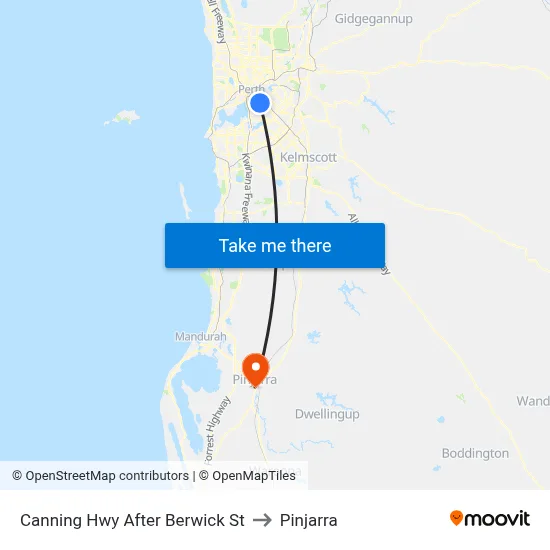 Canning Hwy After Berwick St to Pinjarra map