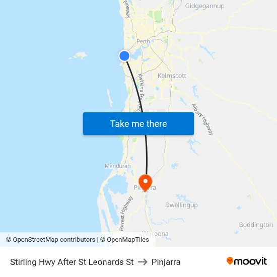Stirling Hwy After St Leonards St to Pinjarra map