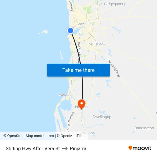 Stirling Hwy After Vera St to Pinjarra map