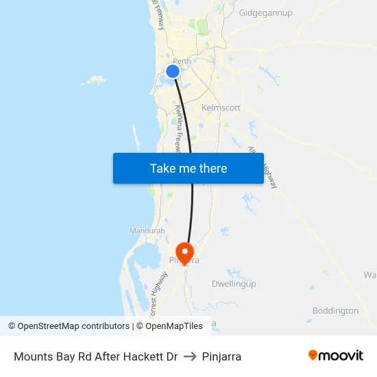 Mounts Bay Rd After Hackett Dr to Pinjarra map