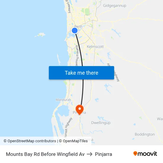 Mounts Bay Rd Before Wingfield Av to Pinjarra map