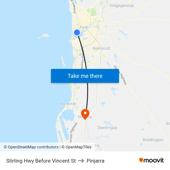 Stirling Hwy Before Vincent St to Pinjarra map