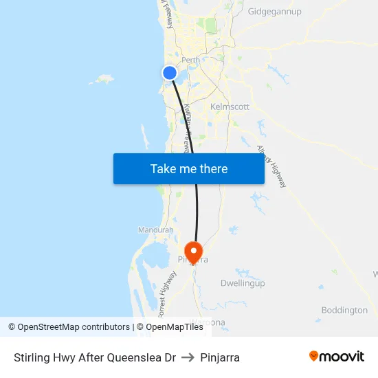 Stirling Hwy After Queenslea Dr to Pinjarra map