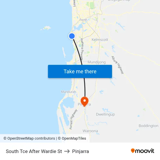 South Tce After Wardie St to Pinjarra map