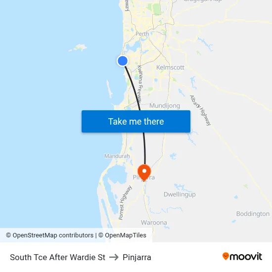 South Tce After Wardie St to Pinjarra map