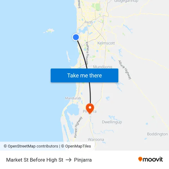 Market St Before High St to Pinjarra map