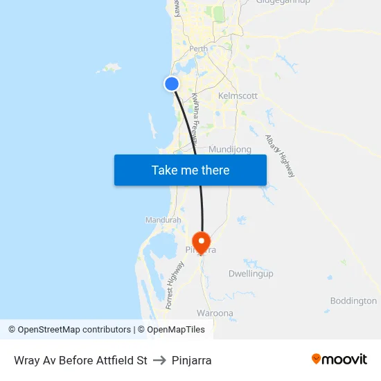 Wray Av Before Attfield St to Pinjarra map