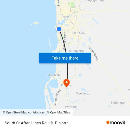 South St After Hines Rd to Pinjarra map