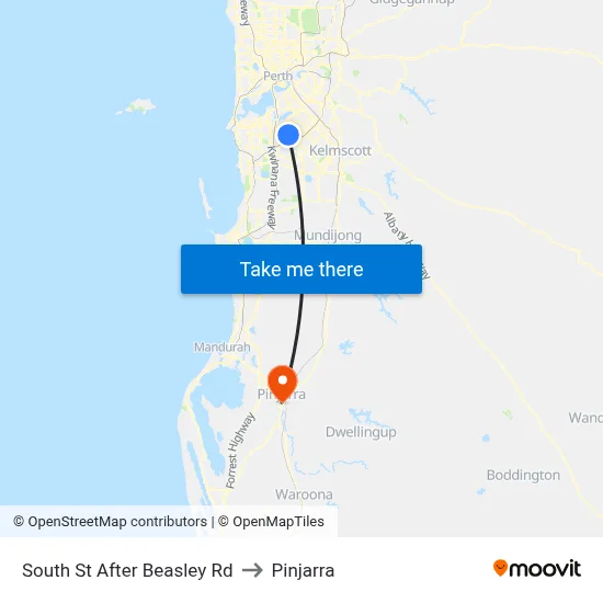 South St After Beasley Rd to Pinjarra map