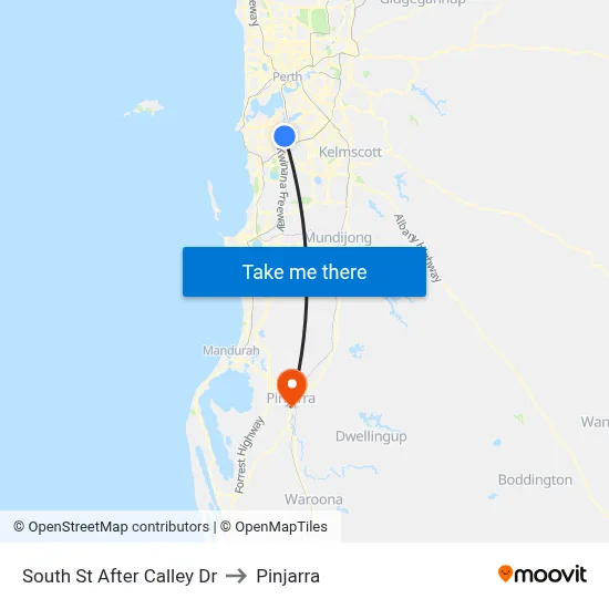 South St After Calley Dr to Pinjarra map