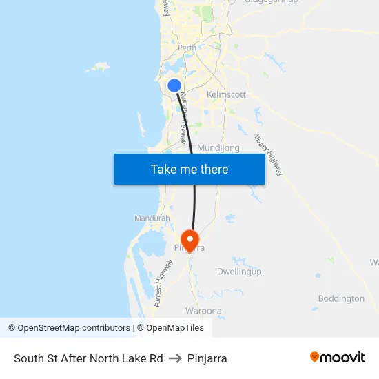 South St After North Lake Rd to Pinjarra map