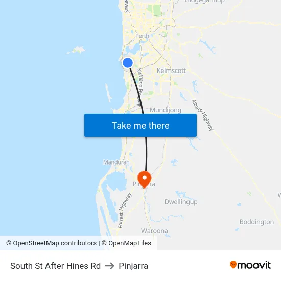 South St After Hines Rd to Pinjarra map