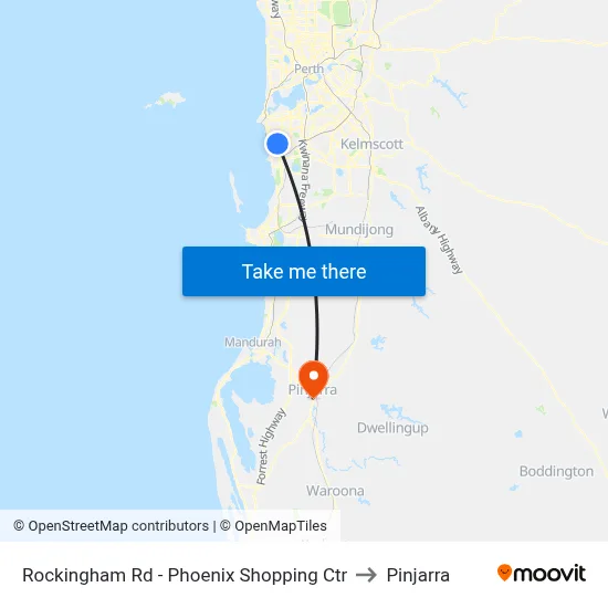 Rockingham Rd - Phoenix Shopping Ctr to Pinjarra map