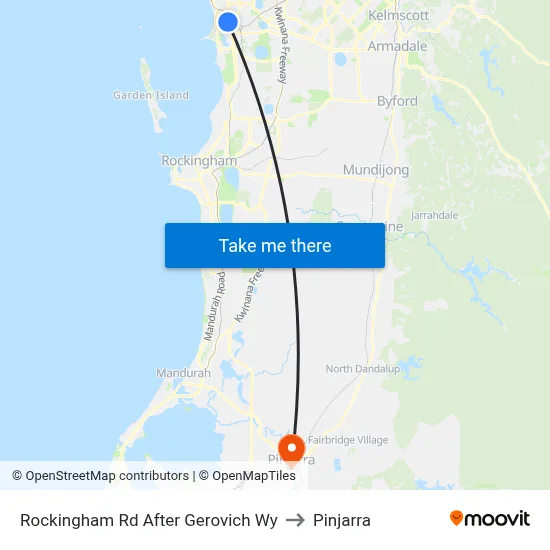 Rockingham Rd After Gerovich Wy to Pinjarra map