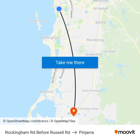 Rockingham Rd Before Russell Rd to Pinjarra map