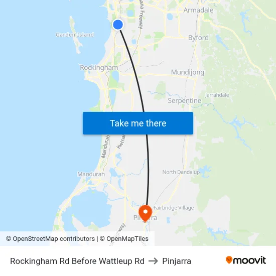 Rockingham Rd Before Wattleup Rd to Pinjarra map