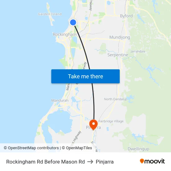 Rockingham Rd Before Mason Rd to Pinjarra map