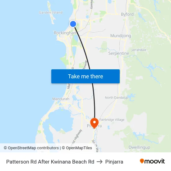 Patterson Rd After Kwinana Beach Rd to Pinjarra map