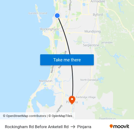 Rockingham Rd Before Anketell Rd to Pinjarra map