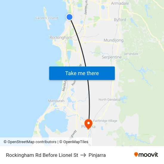 Rockingham Rd Before Lionel St to Pinjarra map