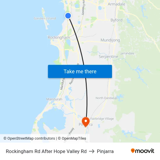 Rockingham Rd After Hope Valley Rd to Pinjarra map