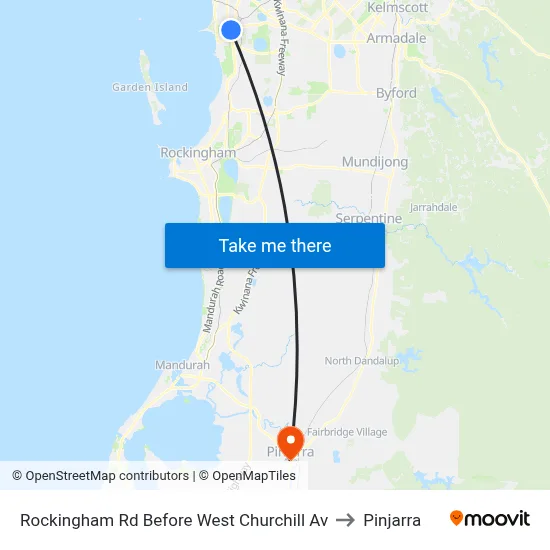 Rockingham Rd Before West Churchill Av to Pinjarra map