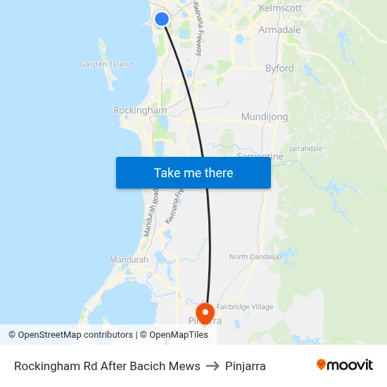 Rockingham Rd After Bacich Mews to Pinjarra map