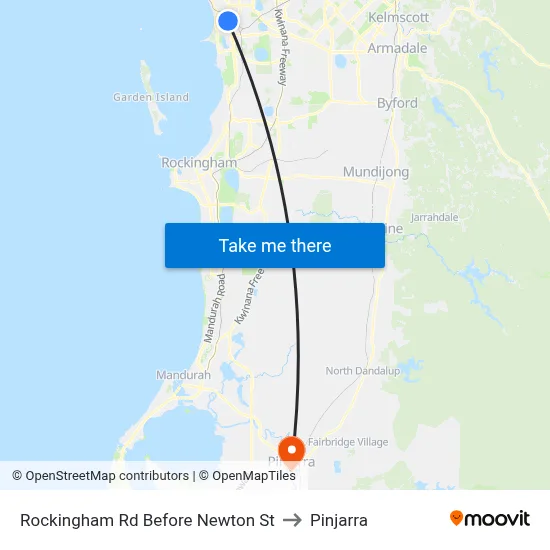 Rockingham Rd Before Newton St to Pinjarra map