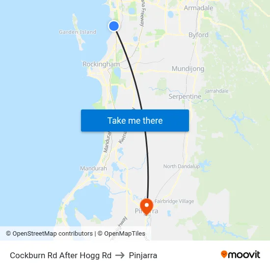Cockburn Rd After Hogg Rd to Pinjarra map