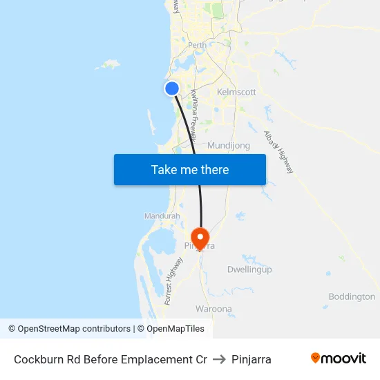 Cockburn Rd Before Emplacement Cr to Pinjarra map