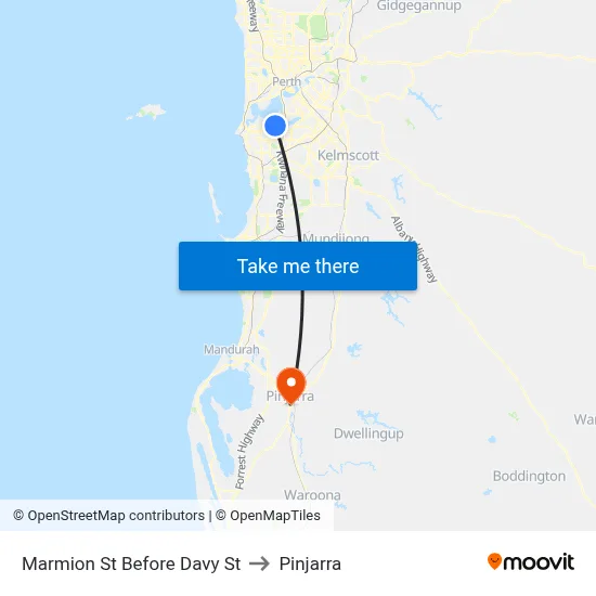 Marmion St Before Davy St to Pinjarra map
