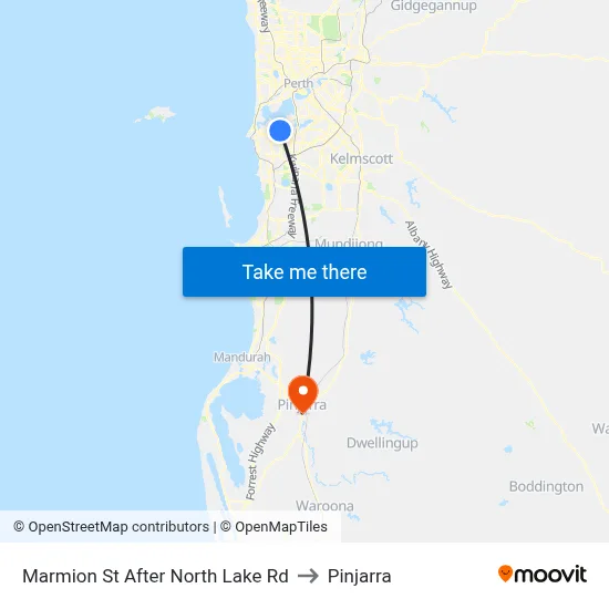 Marmion St After North Lake Rd to Pinjarra map