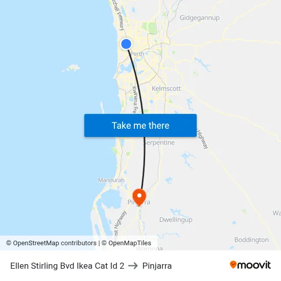 Ellen Stirling Bvd Ikea Cat Id 2 to Pinjarra map