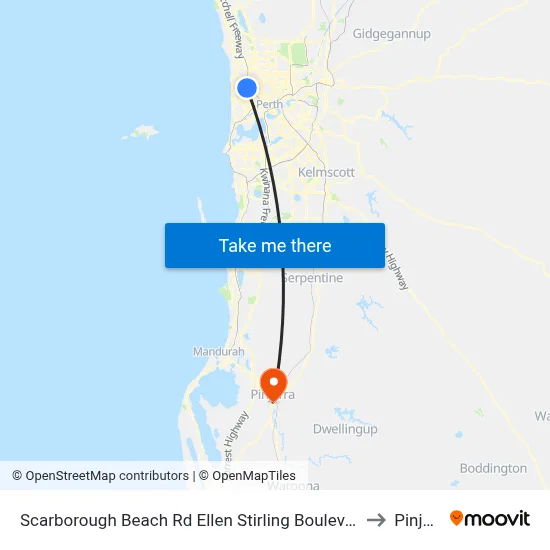 Scarborough Beach Rd Ellen Stirling Boulevard Cat Id 5 to Pinjarra map