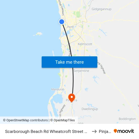 Scarborough Beach Rd Wheatcroft Street Cat Id 18 to Pinjarra map